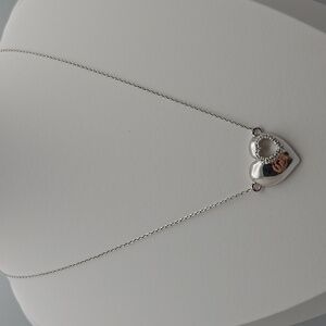 Lia Sophia Silver Heart Necklace with Clear Rhinestones Casual Gift